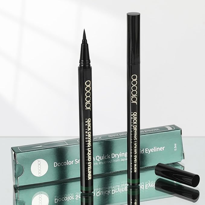 docolor Eyeliner, 2PCS Green Liquid Eyeliner Waterproof Eye Liner Pen Super Slim Precise All Day Green Eye Pencils Professional Makeup Liquid Eye Liner Pencil for Women