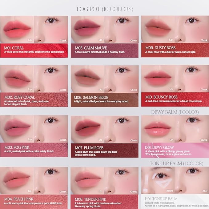 Heart Percent Dote On Mood Custom Lip & Cheek Single – Blendable & Buildable Soft Velvety Matte Cream Blush (Fog Pot), Long-Lasting Lightweight Multi-Use & Lip Tinted Balm 4.7g, M06. Salmon Beige