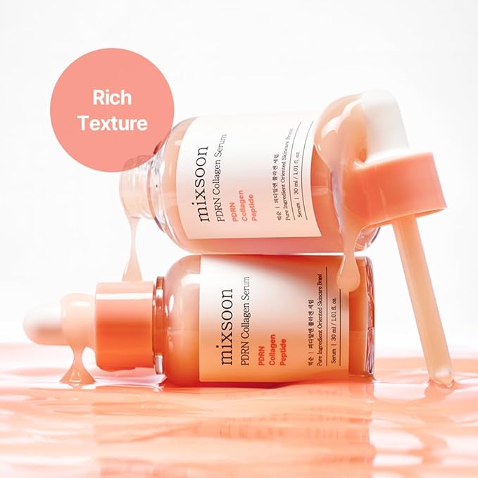 mixsoon PDRN Collagen Serum Lightweight Peptide Hydraing Moisturizer for face Skin Texture Barrier 1.01 Fl. Oz / 30ml Korean Glass Skin Care