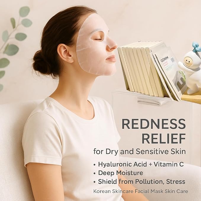 GONIM Face Mask Korean Skin Care with Hyaluronic Acid Serum, Collagen Activation, Vitamin C-Face Masks Skincare Hydration, Moisturizing Sheet Mask, Travel Essentials, Korean Face Mask 30ml x15pcs