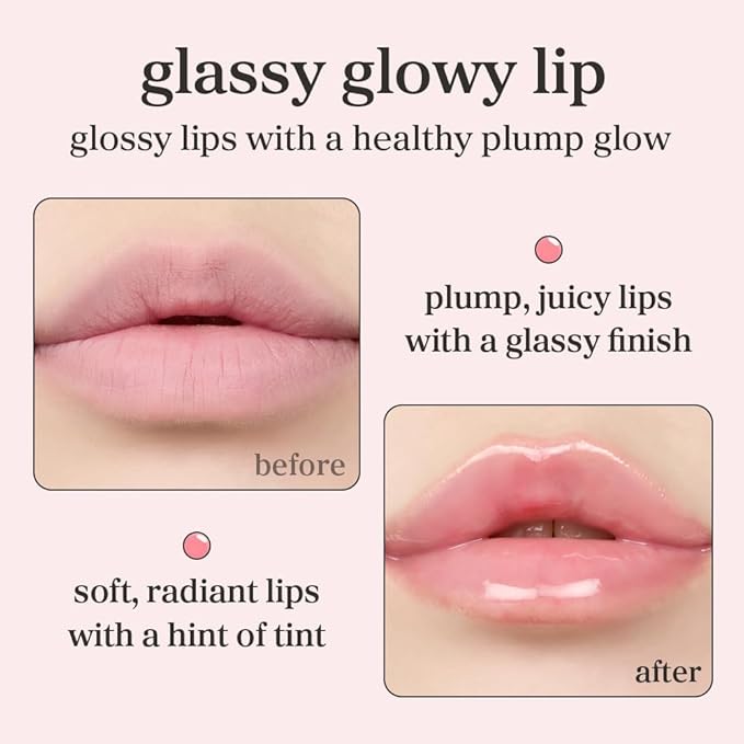 NOONI Korean Lip Oil - Applepeony | Long-Lasting, Moisturizing, Plumping, Revitalizing for Dry Lips, Waterproof, No Peel Off, Hydrating, Nourishing Crystal Clear, 0.12 FL Oz