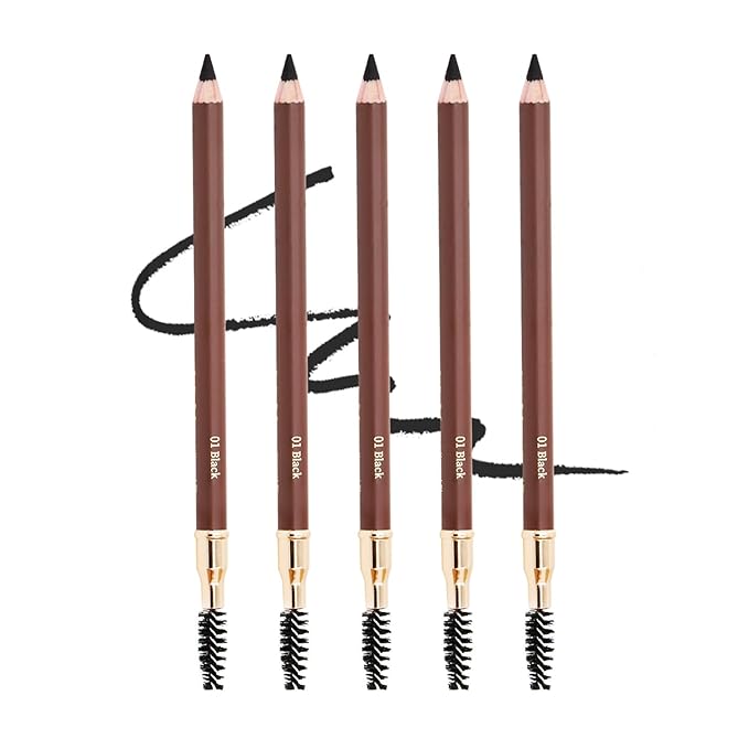 Eyebrow Pencil Longlasting Waterproof Durable Automaric Liner Eyebrow 5 Colors to Choose (5pcs, 1# Black)