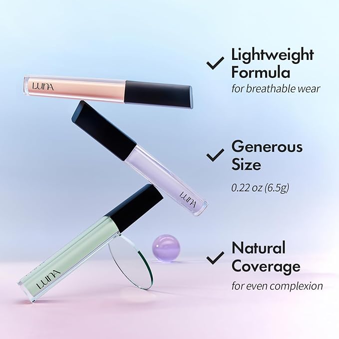 LUNA Long Lasting Corrector 03 Salmon Beige, Color Corrector, Dark Circles & Dark Spots, Lightweight, Natural Coverage, Ideal for Fair to Light Skin, 0.22oz