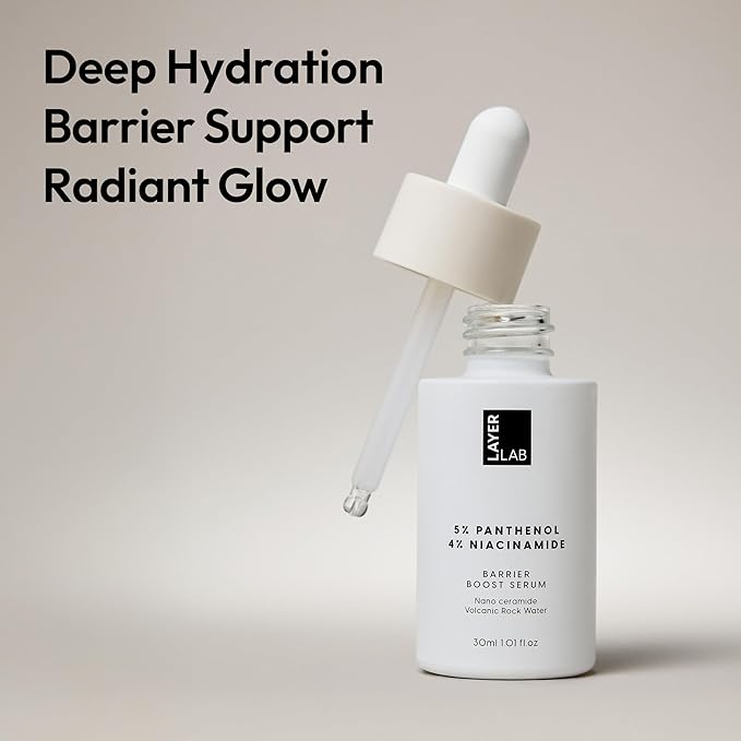 LAYERLAB Barrier Boost Serum with 5% Panthenol 4% Niacinamide, Soothing Korean Skincare for Sensitive Skin with Nano Ceramide Volcanic Water to Support Moisture Barrier Deep Hydration 30ml 1.01 fl.oz.