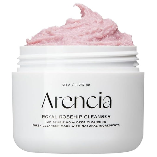 Arencia Rosehip Brightening Rice Mochi Face Cleanser & Daily Scrub - Moisturizing, Exfoliating & Deep-Cleansing - All Skin Types with Rice Powder & Rice Water (1.76oz)