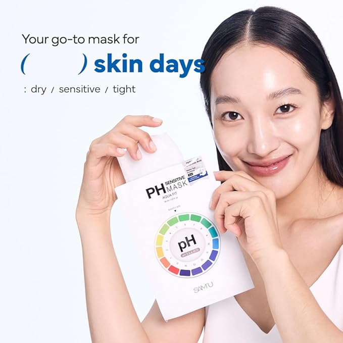 SAM’U PH Sensitive Aqua Fit Face Mask – Hydrating & Soothing Vegan Sheet Mask with Hyaluronic Acid and Panthenol, Bamboo Fiber, Travel-Friendly Korean Skincare (5 Sheets)