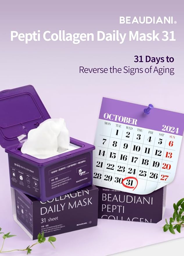 BEAUDIANI Korean Collagen Daily Anti Aging Face Mask Pack 31pcs