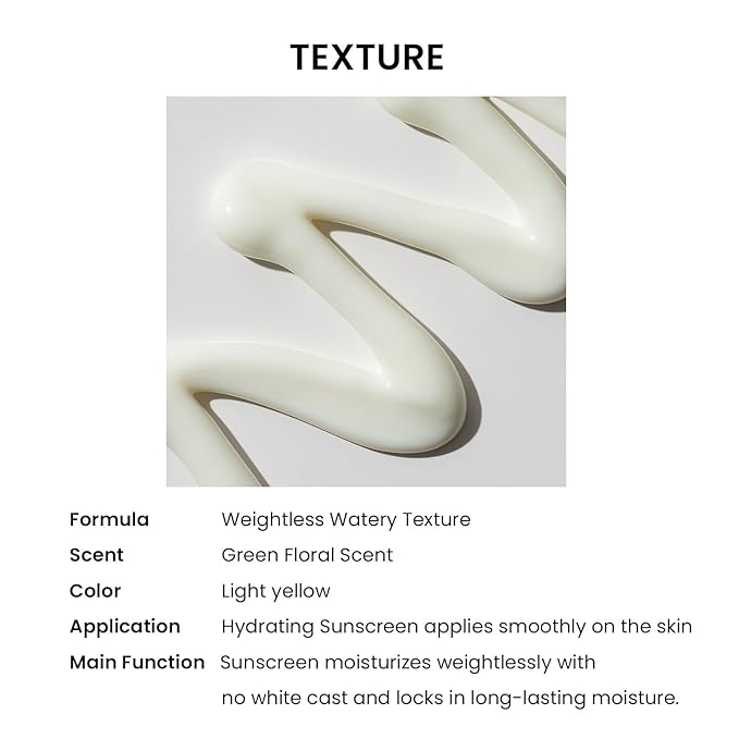 HEIMISH Moringa Ceramide Hyaluronic Hydrating Watery Sunscreen - SPF Face Moisturiser, Daily Sunscreen For Face, Broad Spectrum SPF 50, Non-greasy, Lightweight with Hyaluronic Acid, 1.7fl.oz/50ml