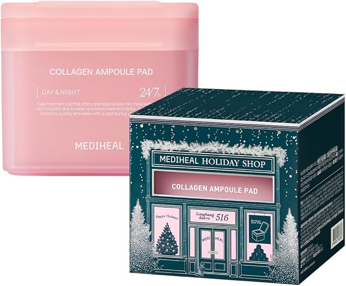 Mediheal Holiday Edition Collagen Ampoule Pad ?Skin Firming & Restore Elasticity - Tighten Wrinkles & Lines - Vegan Eco Silk Pads,100 Pads,Christmas Gift
