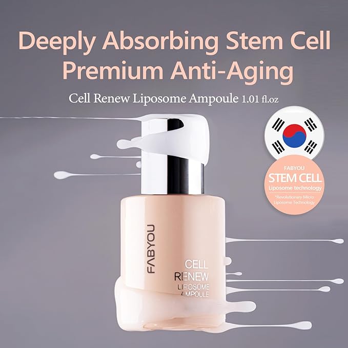 Cell Renew Liposome Ampoule 1.01 fl oz - Anti-Aging EGF Stem Cell Serum with CICA Exosome, Korean Skin Care for Skin Repair, Deep Hydration & Firming
