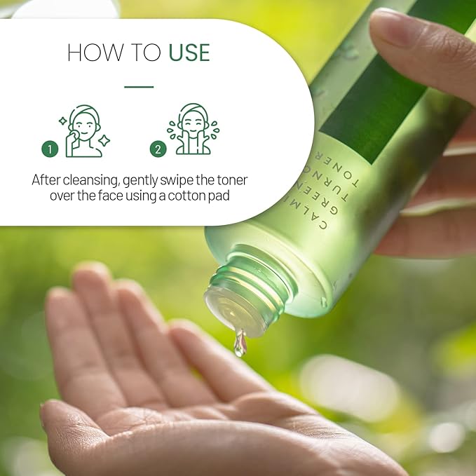 LAPALETTE Calming Green Turnover Toner | Green Tea | Hydrating & Moisturizing | Gentle Peeling with Natural Aha, Bha & PHA Ingredients | Korean Skincare 6.75fl.oz