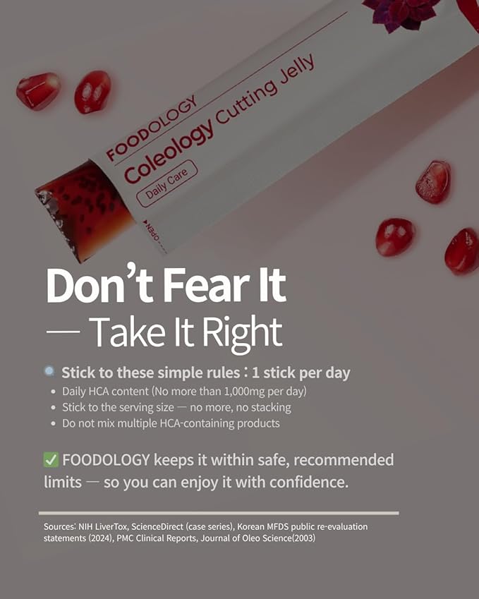 FOODOLOGY Coleology Cutting Jelly (10 Days) - Garcinia Cambogia (HCA) Jelly Sticks. Delicious Pomegranate Flavored. Chia Seeds, Collagen.