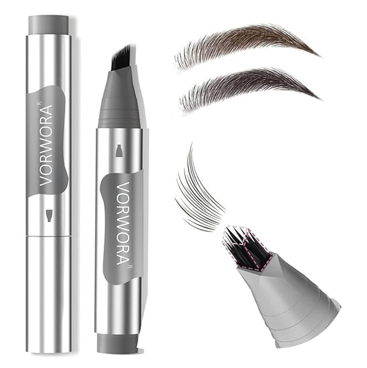 Eyebrow Pencil Black, Microblading Eyebrow Pencil Waterproof, Multi-Tip Angled Brow Brush, Eyebrow Pencils for Women, Long Lasting Eyebrow Dye with Hair-Like Strokes Brows, Soft Black