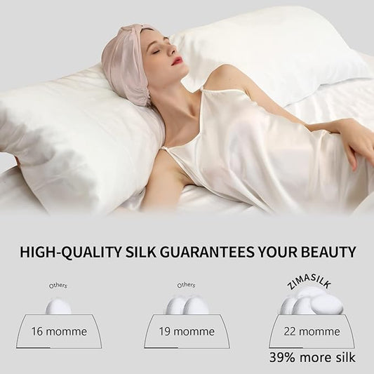 ZIMASILK 100% 22 Momme Mulberry Silk Bonnet for Sleeping Women, Breathable Silk Hair Wrap for Premium Hair Protection - Reducing Friction (1Pc, Blush Pink)