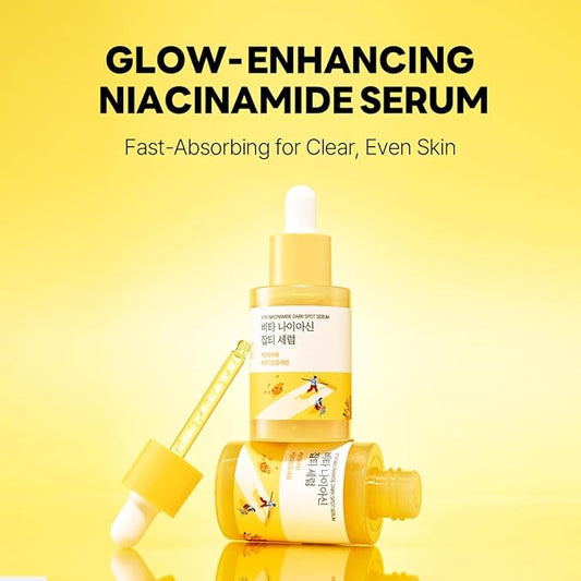 ROUND LAB Vita Niacinamide Dark Spot Serum 1.01 Fl Oz, Radiance-Boosting and Dark Spot Correcting Face Serum with Vitamin C, Improves Uneven Skin Tone, and Enhances Skin Clarity, Korean Skincare