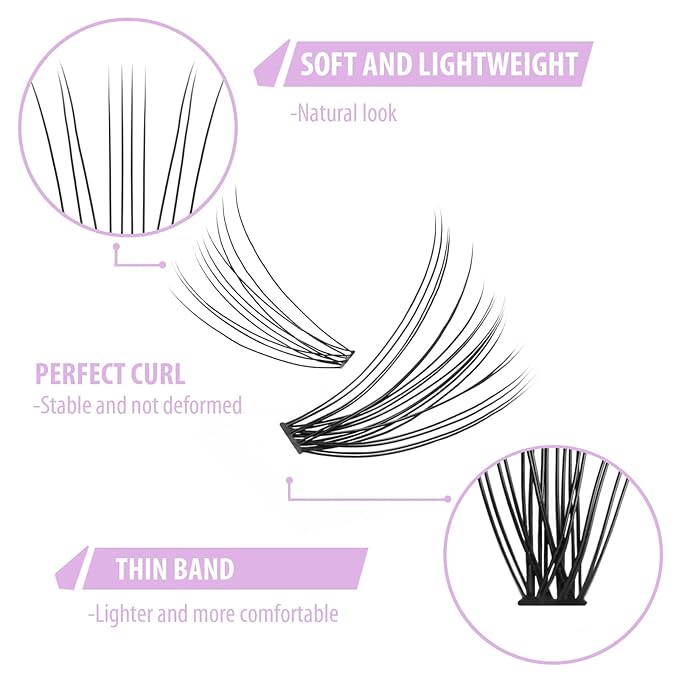 Individual Lashes, Lash Clusters, 280 Pcs 10D/20D Mixed Individual Lash Extensions, Natural Soft Lightweight Reusable DIY Eyelash Extensions, Thickness 0.07mm C Curl False Eyelashes