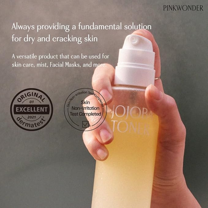 PINKWONDER USDA Organic 100% pure Jojoba oil toner | Hydrating Essence for Skincare | Korean Facial Toner with Jojoba Oil & Wild Strawberry Leaf Extract (6.76oz)