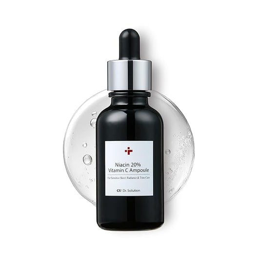 Niacinamide 20% Vitamin C Ampoule – CUSKIN Korean Skin Care with Niacinamide, Glutathione, Hyaluronic Acid, Adenosine, Panthenol for Skin Elasticity and Moisturizing, 30g (1.01 Fl. Oz)