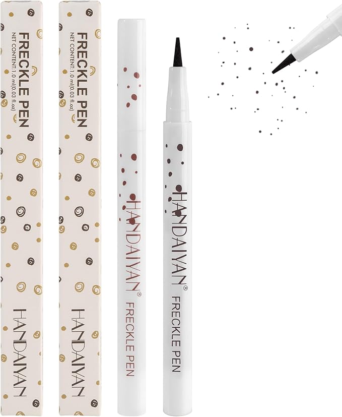 Freckle Pen, Waterproof Natural Lifelike Freckle Maker, Quick-Dry Soft Dot Faux Freckles for Effortless Sun-Kissed Makeup, Chestnut & Dark Brown (2-Pack)
