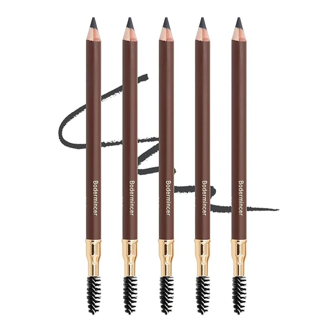 Bodermincer Eyebrow Pencil Longlasting Waterproof Durable Automaric Liner Eyebrow 5 Colors to Choose (5pcs, 4# Grey)