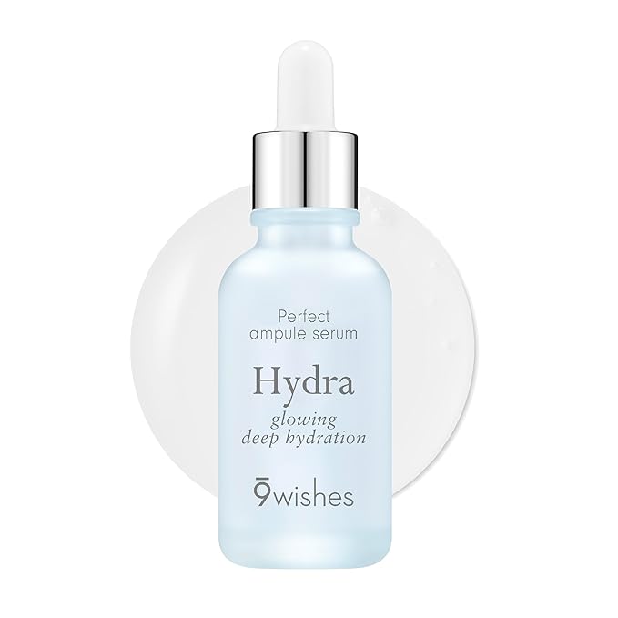 9 Wishes Hydra Ampoule II (1.01 fl oz) – Award-Winning Hydrating Serum for Face with Hyaluronic Acid, 55% Coconut Water, 72-Hour Long-Lasting Moisture, Korean Glass Skin Effect