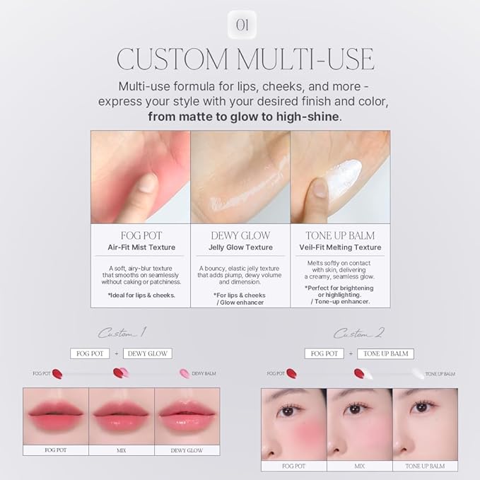 Heart Percent Dote On Mood Custom Lip & Cheek Single – Blendable & Buildable Soft Velvety Matte Cream Blush (Fog Pot), Long-Lasting Lightweight Multi-Use & Lip Tinted Balm 4.7g, M06. Salmon Beige