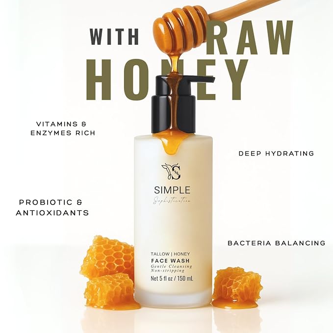 Tallow Honey Cleansing Milk- Gentle Hydrating face wash for sensitive skin -Non stripping | Moisturizing with grassfed beef Tallow, Organic Raw Honey, Argan oil & Castor Oil, Apple Cider Vinegar.