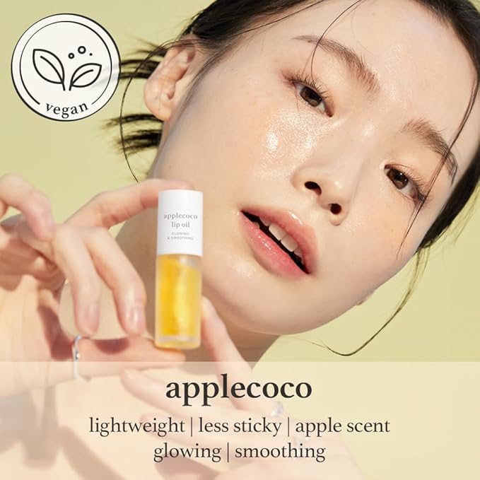 NOONI Korean Lip Oil - Applecoco | Long-Lasting, Moisturizing, Plumping, Revitalizing for Dry Lips, Waterproof, No Peel Off, Hydrating, Nourishing Crystal Clear, 0.12 FL Oz