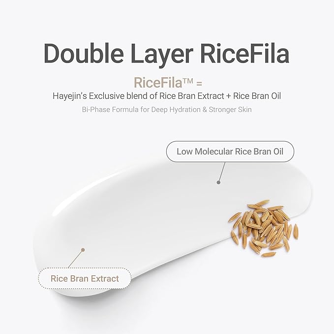 HAYEJIN RiceFila Moisturizing Cream - 50HR Hydrating Day and Night Moisturizer Face Cream with Niacinamide, 8 Hyaluronic Acids & 6 Peptides - Lightweight & Layerable Vegan Korean Skincare 1.69 fl oz