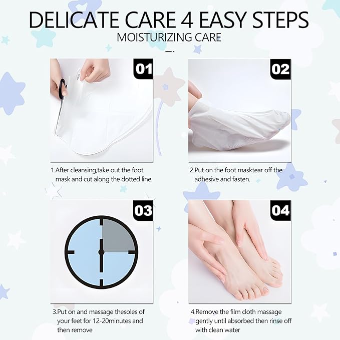 Foot Masks Moisturizing Socks - Moisturizes Tired, Dry & Cracked Feet, Exfoliating Hydrating Foot Mask - Dry Skin Solution - Moisturizing Foot Treatment- All Skin Types - 9 Pairs