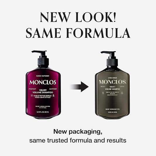 MONCLOS Velvet Shampoo (16.9 fl oz) - Volume Shampoo for Fine and Thinning Hair. Sulfate-Free, Peptide-Infused Formula for Soft, Shiny Hair, and Root Volumizing