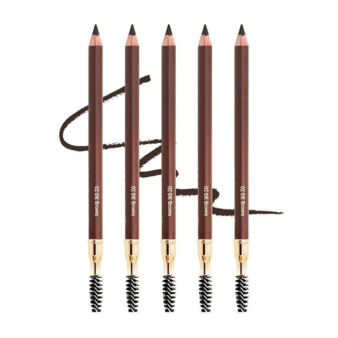 Bodermincer Eyebrow Pencil Longlasting Waterproof Durable Automaric Liner Eyebrow 5 Colors to Choose (5pcs, 2# Dark Brown)