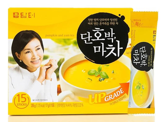Damtuh Sweet Pumpkin with Yam Tea Powder – Korean Meal Replacement, Instant Breakfast Shake with Misugaru, 17g x 15 Sticks