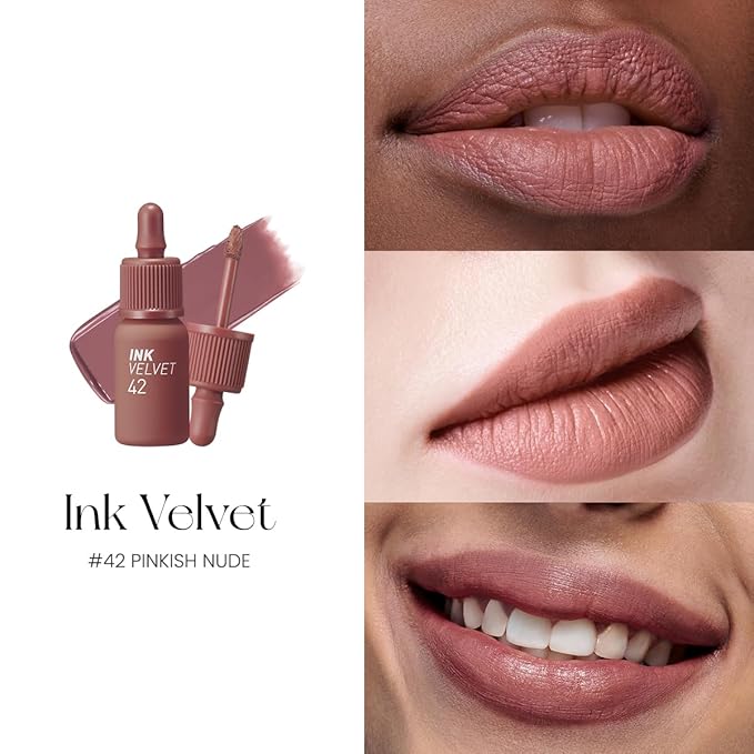 Peripera Ink the Velvet Lip Tint - High Pigment Color, Longwear, Weightless, Not Animal Tested, Gluten-Free, Paraben-Free (042 PINKISH NUDE)