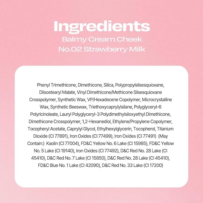 Balmy Cream Cheek | Lightweight, Natural Finish Cream Blush with Blurring Effect | 2.5g (No.2 Strawberry Milk)