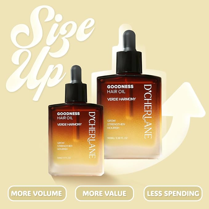 D'Cherlane Hair Growth Oil – Scalp Treatment with Rosemary, Argan, Coconut & Castor Oil Organic | Lightweight, Non-Greasy Formula for Fuller, Thicker, Stronger Strands | For All Hair Types