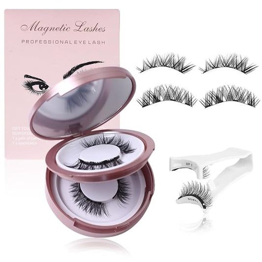 Elara Craft Magnetic Eyelashes, Eyelashes with Applicator, Natural Look, Reusable Glue-free False Eyelashes Series (Girls Series(EA05+EA03))