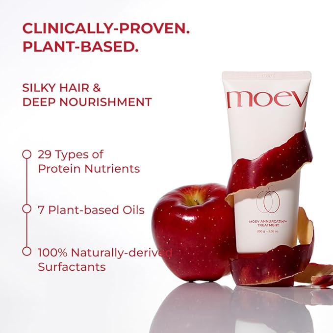 MOEV ANNURCATIN Hair Treatment Mask | Korean Apple Hair Care for Deep damage repair | Sulfate-Free | Thickening & Moisturizing conditioner for damaged, thin, dry hair (6.76 fl.oz, apple & vanilla)