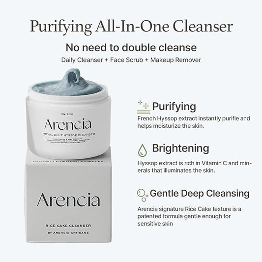 ARENCIA Hyssop Brightening & Deep-Cleansing Face Scrub & Exfoliator - All Skin Types, For Sebaceous Filaments & Blackheads (1.76oz)