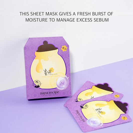 Papa Recipe Bombee Pore Honey Mask 10 Pack – No-Sebum Hydration & Pore Care – Korean Sheet Mask with Honey & Propolis Essence