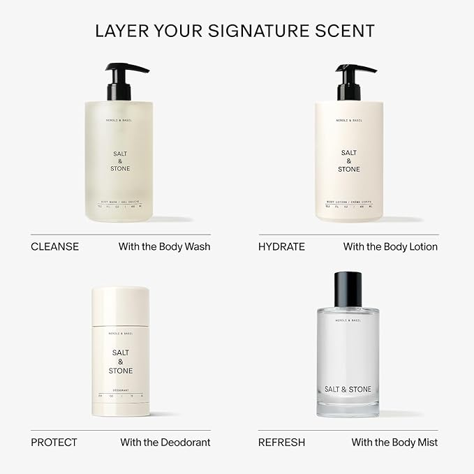 SALT & STONE Aluminum Free Deodorant | Extra Strength 48 Hour Protection for Women & Men | Made with Seaweed Extracts, Shea Butter & Prebiotics (Neroli & Basil)