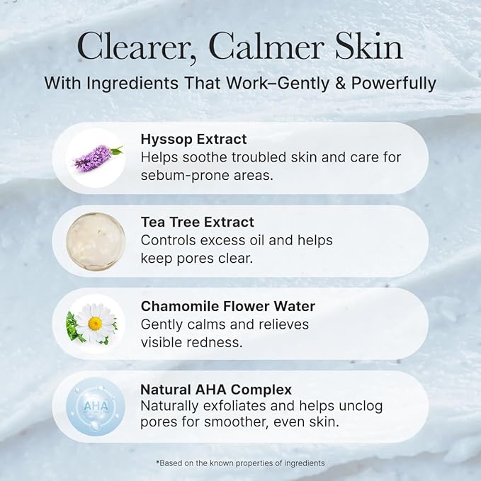 ARENCIA Hyssop Sebum Control Rice Cake Cleanser, 5.29 oz, AHA Tea Tree Face Wash for Oily Combination Skin