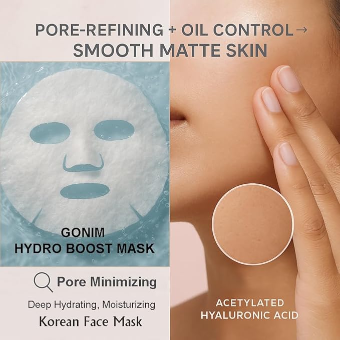 GONIM Face Mask Korean Skin Care with Hyaluronic Acid & Collagen Activation- Face Masks Skincare Hydration, Anti Aging & Moisturizing Sheet Mask for All Skin Korean Face Mask 30ml x 5 Sheets