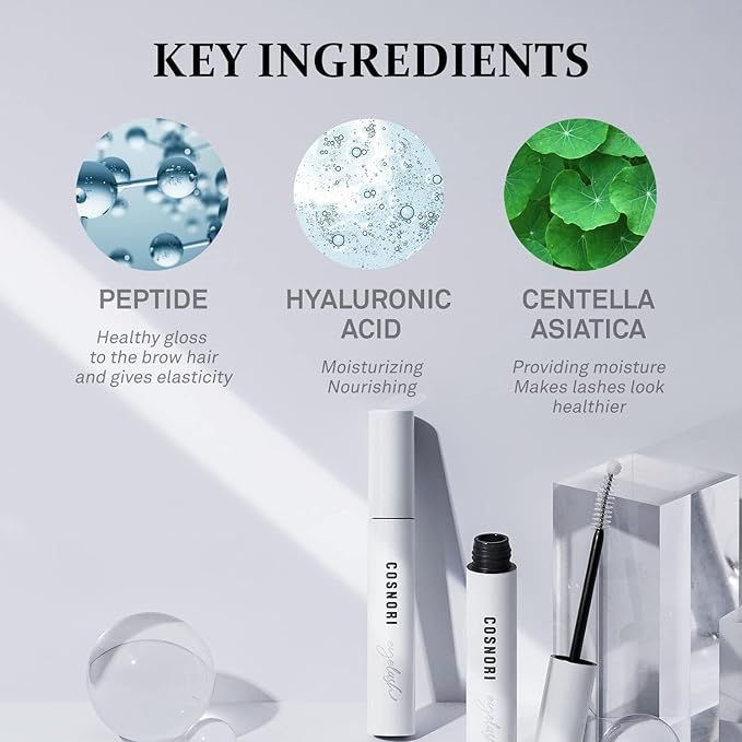 COSNORI Long Active Eyelash Serum - Korean Eyelash Boost Serum - Eyebrow Growth Enhancer for Longer and Thicker - Vegan Prostaglandin Free & Non Irritating - Peptides, Hyaluronic Acid, 0.3 fl.oz.