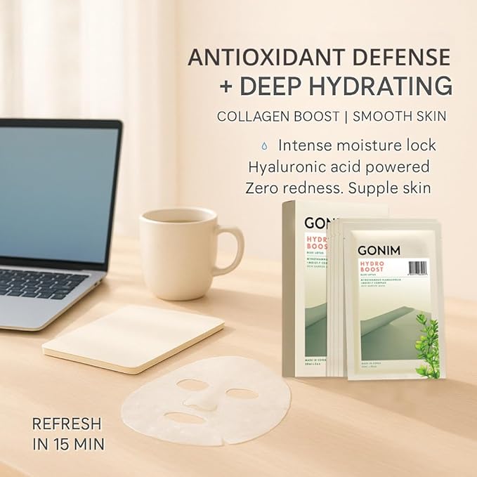 GONIM Face Mask Korean Skin Care with Hyaluronic Acid & Collagen Activation- Face Masks Skincare Hydration, Anti Aging & Moisturizing Sheet Mask for All Skin Korean Face Mask 30ml x 5 Sheets