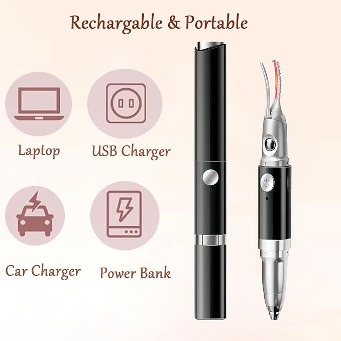 2 in 1 Heated Eyelash Curlers and Eyebrow Trimmer for Women, Electric Eyelash Curler with 2 Temperature Modes Anti-Burn USB Rechargeable Heated Eyelash Curler, Ideal Gift for Women HE88
