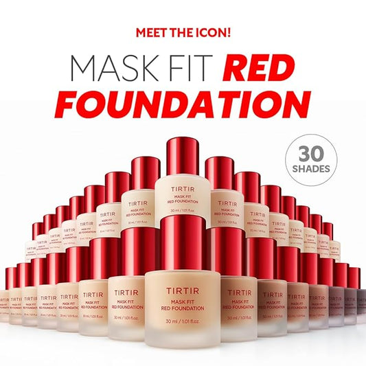 TIRTIR Mask Fit Red FoundationㅣLong Lasting Flawless Coverage, Energy Essence, Lightweight, Hydrating, Pore-Blurring, Breathable Satin Finish, Makeup, Radiant Skin, #27N Camel, 1.01 Fl Oz