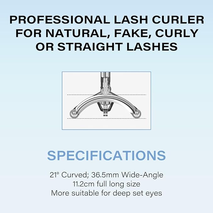Eyelash Curler w/3 Replacement Pads (Soft/Medium/Firm) - Professional Lash Curler for Natural, Fake, Curly or Straight Lashes, Includes Protective Cover