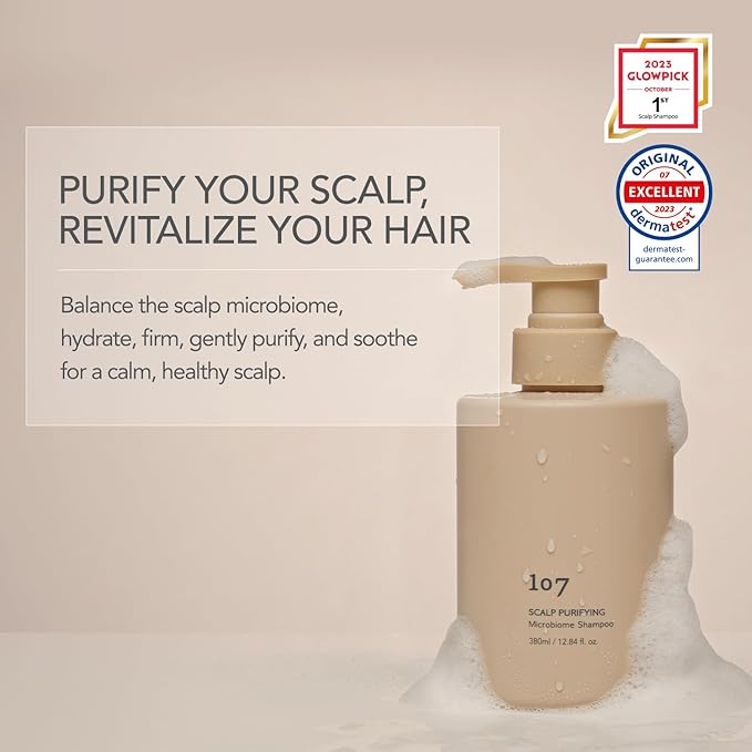 107 Clarifying Shampoo - Purifying Shampoo for Build Up, Dirt, Oil, Itchy, Dry Scalp – Fermented Vinegar & Ginseng for Refreshed & Revitalized Scalp - Paraben, Phthalate and Sulfate Free (12.84oz)