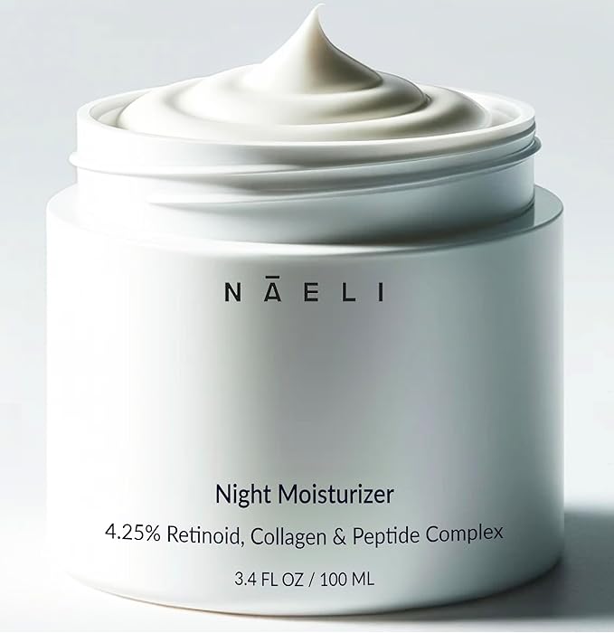 Retinoid Cream - 4.25% Retinol Night Moisturizer for Face & Neck with Collagen, Peptides & Hyaluronic Acid - Anti Aging Wrinkle Cream, Improves Skin Tone & Texture, 3.4 oz